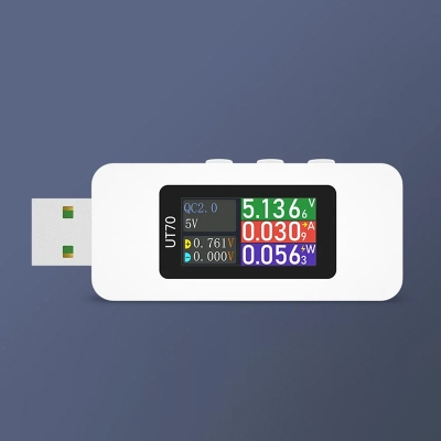 USB 배터리 테스터 전압계 전류계 TYPE-C 고속 충전 감지 용량 측정 파형 디스플레이 UT70 [ALIENTEK-08]